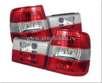 BMW 5 E34 (88-95) фонари задние прозрачные красно-белые, комплект лев.+прав.