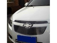 Chevrolet Cruze (2009-) алюминиевая накладка на решетку радиатора, горизонтальный дизайн, комплект 2 шт.