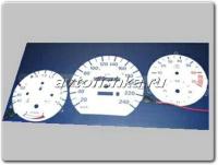 Mercedes W124 (84-95) накладки на циферблаты приборов белые светящиеся, 240 km/h.