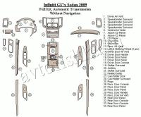 Декоративные накладки салона Infiniti G37x Sedan 2009-2009 полный набор, Автоматическая коробка передач, без навигации