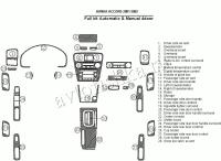 Декоративные накладки салона Honda Accord 2001-2002 4 двери, полный набор, 29 элементов.