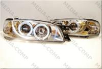 Subaru Impreza GC, GF (93-01) фары передние хромированные, со светящимися ободками и светодиодами, комплект 2 шт.
