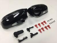 Mercedes W208 CLK корпуса боковых зеркал черные, со светодиодными поворотниками и подсветкой Welcome, хромированная рамка, комплект 2 шт.
