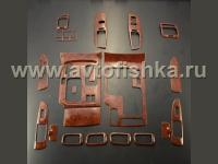 Toyota Land Cruiser 100 (2003-2007) накладки в салон под дерево, темные, комплект 20 предметов.