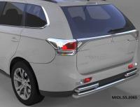 Mitsubishi Outlander (12–/14–) Защита заднего бампера одинарная с уголками d 60/42 мм, нерж.
