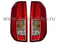 Nissan Navara (05-12) фонари задние светодиодные красно-хромированные, комплект 2 шт.