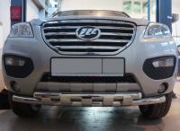 Lifan X60 (12–15) Защита переднего бампера двойная с перемычками d 60/60 мм, нерж.