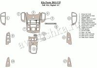Декоративные накладки салона KIA Cerato 2011-н.в. Полный набор, климат-контроль.