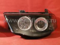 Mitsubishi L200 Triton (2005-) передние фары линзовые со светящимися ободками, черные, комплект 2 шт.