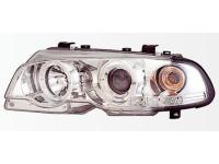 BMW 3 E46 (98-01) купе фары передние линзовые хромированные, со светящимися ободками, с поворотниками, с мотором электрокорректора, комплект лев.+прав.