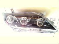 Toyota Camry V40 (06-09) фары передние линзовые черные, с тремя светящимися ободками, комплект 2 шт.