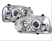 Volkswagen Golf 3 (92-98) фары передние линзовые хромированные, со светящимися ободками, комплект 2 шт.