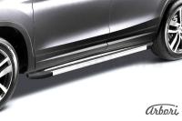 Комплект защиты штатных порогов алюминиевый профиль Arbori "Luxe Silver" 1800 серебристая TOYOTA VENZA 2012-