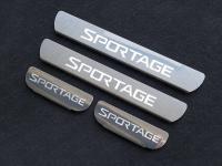Kia Sportage (16–) Накладки на пороги (лист зеркальный надпись Sportage)