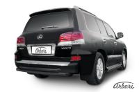Защита заднего бампера Arbori d76+d76 двойная радиусная черная LEXUS LX-570 2012-