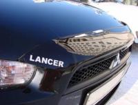 Mitsubishi Lancer (07–10) Дефлектор капота, темный (короткий)
