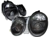 Mercedes CLK W208 (98-02) фары передние линзовые черные перфорированные, комплект 2 шт.