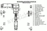 Декоративные накладки салона Mitsubishi Pajero Sport/Montero Sport 1998-2008 без Overhead, 24 элементов.