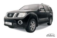 Защита переднего бампера Arbori d76+d57 двойная черная NISSAN PATHFINDER 2010-2014