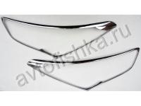 Hyundai Santa Fe (2012-) хромированные рамки на передние фары