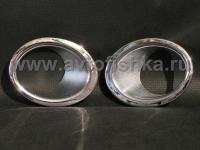 Nissan Qashqai (06-10) хромированные накладки на противотуманные фары переднего бампера, комплект 2 шт.