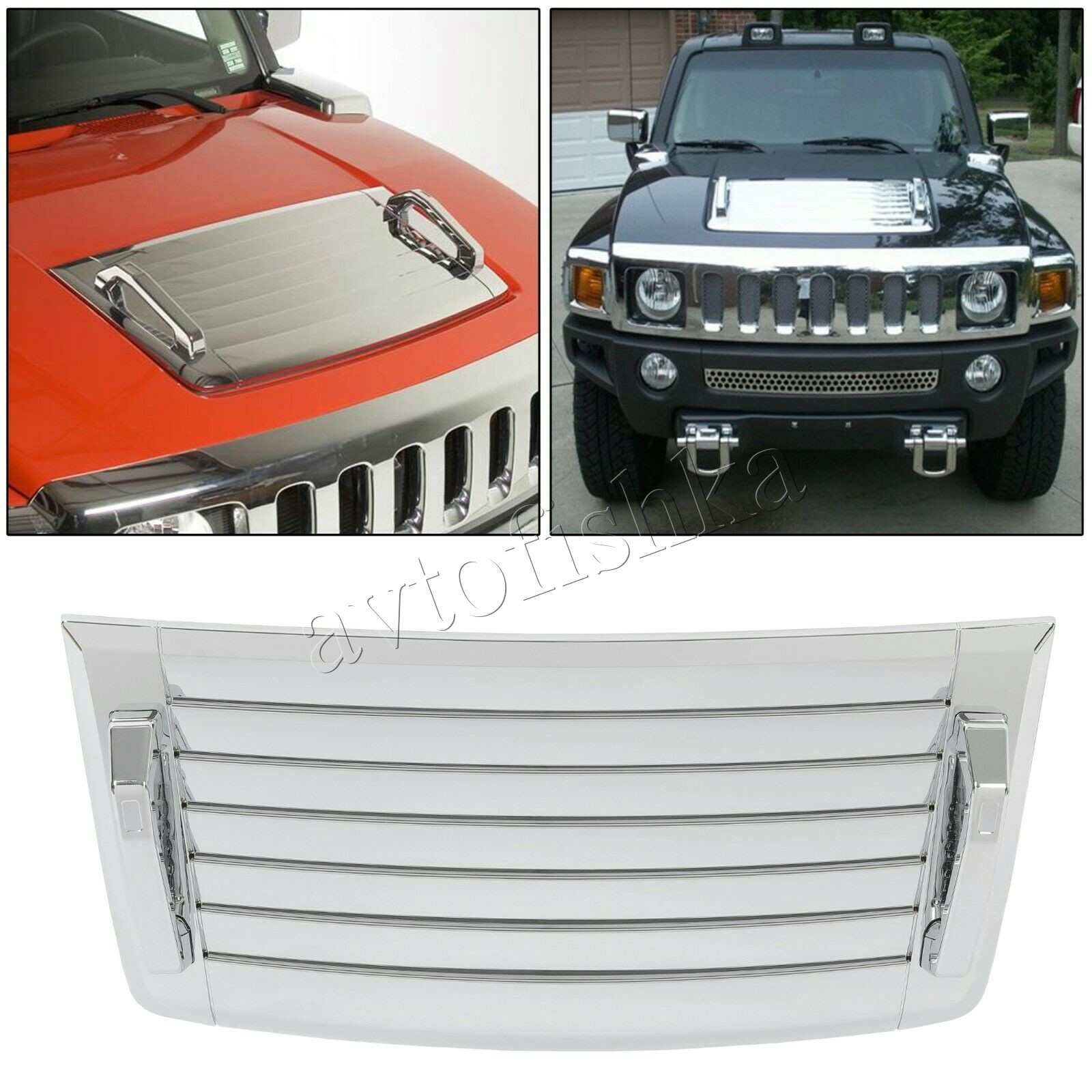 Hummer H3 (2003-) накладки на дефлектор капота и ручки дефлектора,  хромированные пластиковые купить в Москве - Автофишка