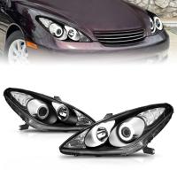 Lexus ES300-350 (01-06) фары передние линзовые черные, со светящимися ободками, комплект 2 шт.