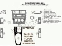 Декоративные накладки салона Ford Taurus 2000-2005 с ручной, Climate Control, с CD PLayer