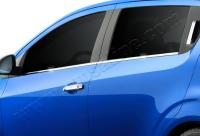 Chevrolet Aveo (12–) Нижние молдинги стекол, нерж., 4 части