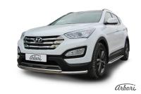 Защита переднего бампера Arbori d57+d42 двойная HYUNDAI SANTA-FE 2012-