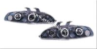 Honda Civic (92-96) 3 дв. фары передние линзовые черные, со светящимися ободками, комплект 2 шт.