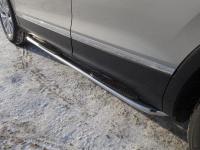 Volkswagen Tiguan (17–) Пороги овальные гнутые с накладкой 75х42 мм