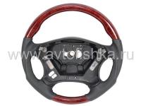 Mercedes C-class W203 руль, дизайн AMG, черная кожа - дерево орех, Classic