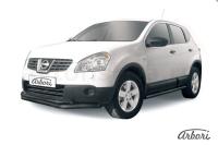 Защита переднего бампера Arbori d57+d42 двойная длинная черная NISSAN QASHQAI +2 2011-
