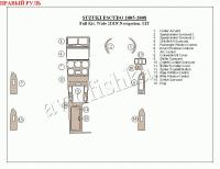 Suzuki Escudo (05-08) декоративные накладки под дерево или карбон (отделка салона), полный набор, широкая 2DIN навигация, МКпп , правый руль