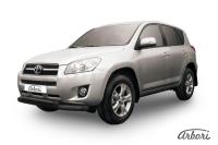Защита переднего бампера Arbori d76+d57 двойная черная TOYOTA RAV-4 2009-2010