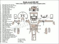 Декоративные накладки салона Honda Accord 2003-2007 полный набор, Автоматическая коробка передач, авто A/C, 2 двери.