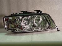 Audi A6 (97-99) фары передние линзовые хромированные, со светящимися ободками, под корректор, комплект 2 шт.