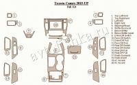 Декоративные накладки салона Toyota Camry 2015-н.в. полный набор.