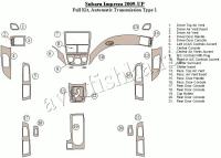 Декоративные накладки салона Subaru Impreza 2009-н.в. полный набор, Автоматическая коробка передач Type 1
