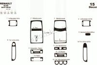 Renault Clio 2001-2005 декоративные накладки (отделка салона) под дерево, карбон, алюминий