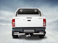 Toyota Hilux (12–) Защита заднего бампера двойная, угловая (76+43 мм, полир. нерж.),