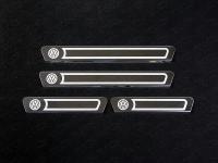 Volkswagen Polo (15–) Накладки на пороги внешние (лист зеркальный логотип Volkswagen)