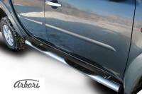 Защита штатных порогов Arbori d76 с проступями MITSUBISHI L-200 TRITON 2006-