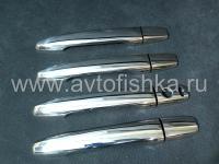 Mitsubishi Outlander XL, Peugeot 4007, Citroen C-crosser накладки на ручки дверей, из нержавеющей стали, под сенсор KOS, комплект 4 шт.