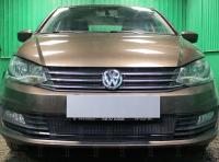 Volkswagen Polo (15–) Защита радиатора, чёрная, верх (4 части)