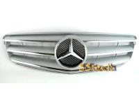 Mercedes C-class W204 (08-) 4 дв. седан решетка радиатора серебристая со звездой, дизайн CL-class, 3 ламели.