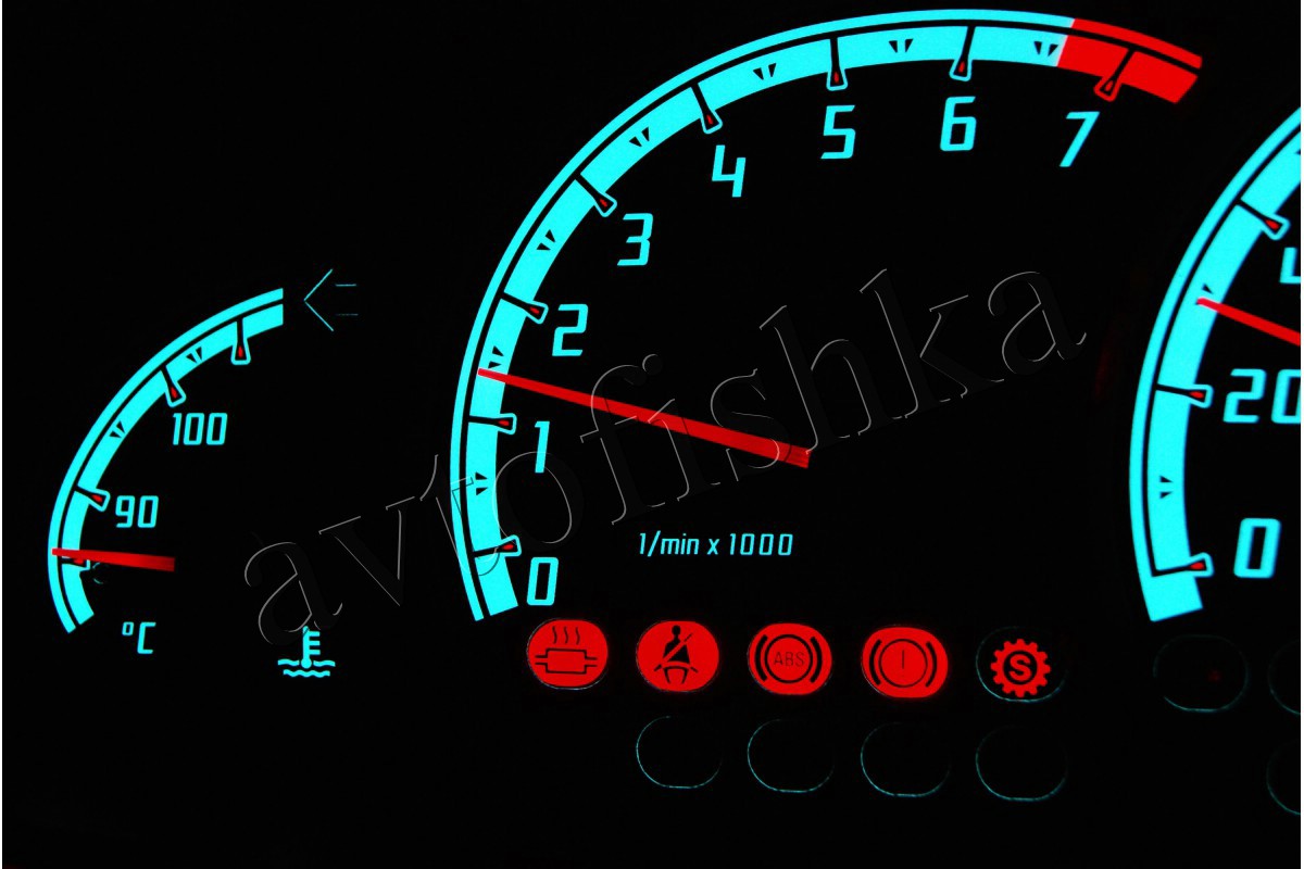 Opel Omega B светодиодные шкалы (циферблаты) на панель приборов - дизайн 1  купить в Москве - Автофишка