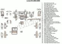 Декоративные накладки салона Lexus RX 2004-2005 полный набор