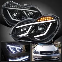Mercedes C-class W203 (00-07) фары передние линзовые черные, светодиодные 